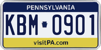 PA license plate KBM0901