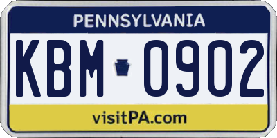 PA license plate KBM0902