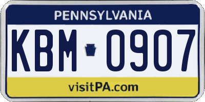PA license plate KBM0907