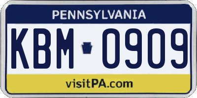 PA license plate KBM0909