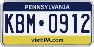 PA license plate KBM0912