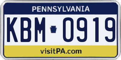 PA license plate KBM0919