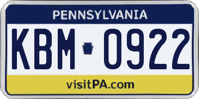 PA license plate KBM0922