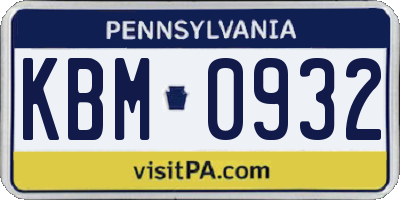 PA license plate KBM0932