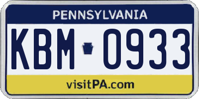 PA license plate KBM0933