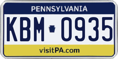 PA license plate KBM0935
