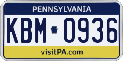PA license plate KBM0936