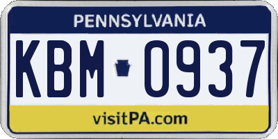 PA license plate KBM0937