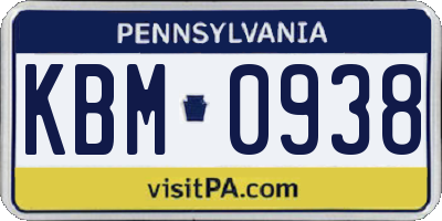 PA license plate KBM0938
