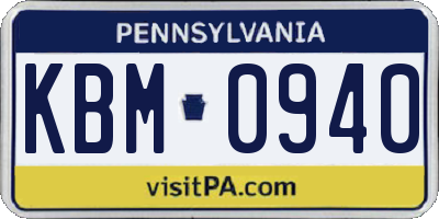 PA license plate KBM0940