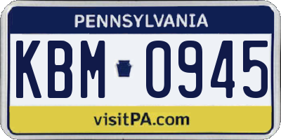 PA license plate KBM0945