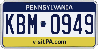 PA license plate KBM0949