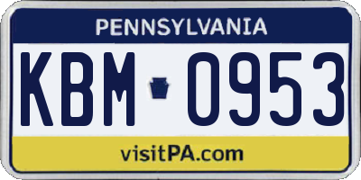 PA license plate KBM0953