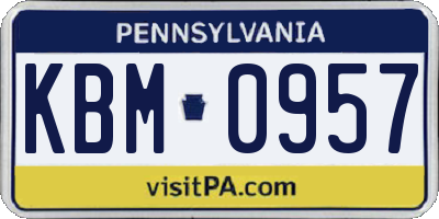PA license plate KBM0957