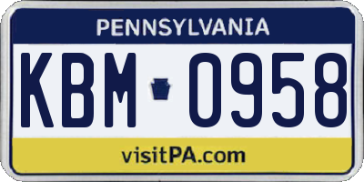 PA license plate KBM0958