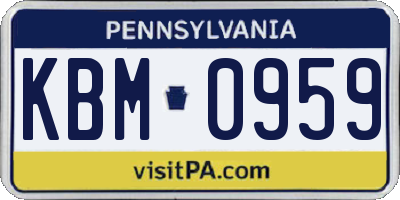 PA license plate KBM0959