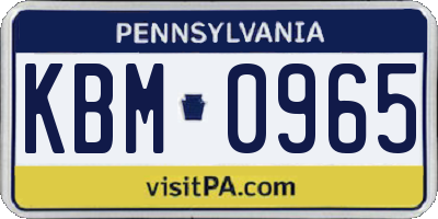 PA license plate KBM0965