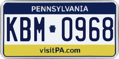 PA license plate KBM0968