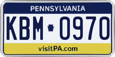 PA license plate KBM0970