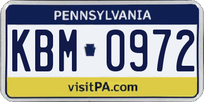 PA license plate KBM0972
