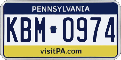 PA license plate KBM0974