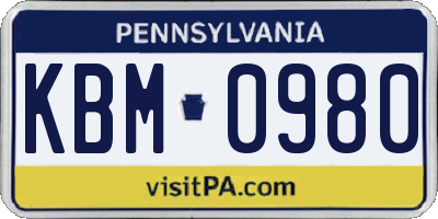 PA license plate KBM0980