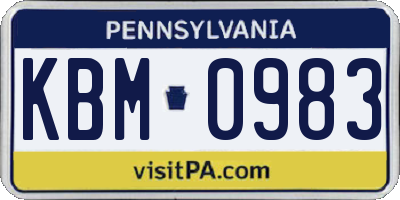 PA license plate KBM0983