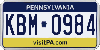 PA license plate KBM0984
