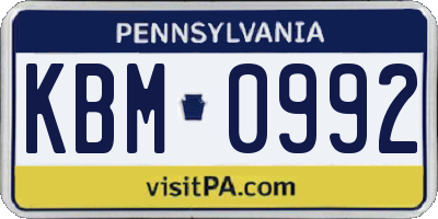 PA license plate KBM0992