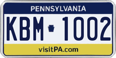 PA license plate KBM1002