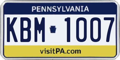 PA license plate KBM1007