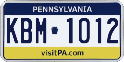 PA license plate KBM1012