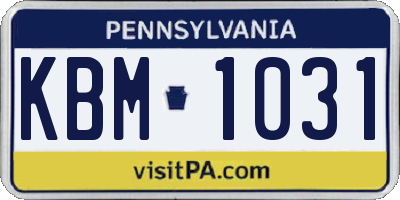 PA license plate KBM1031
