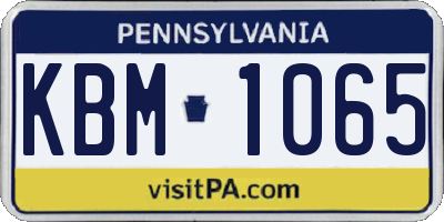 PA license plate KBM1065