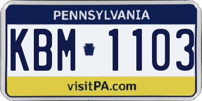 PA license plate KBM1103