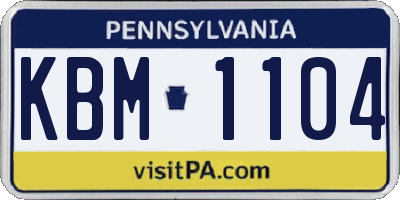 PA license plate KBM1104