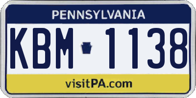 PA license plate KBM1138