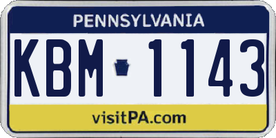PA license plate KBM1143