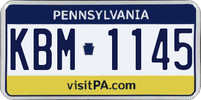 PA license plate KBM1145
