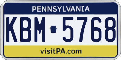 PA license plate KBM5768