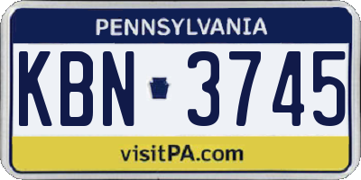 PA license plate KBN3745