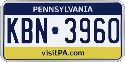 PA license plate KBN3960