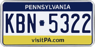 PA license plate KBN5322