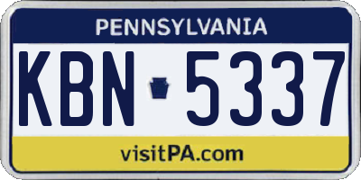 PA license plate KBN5337