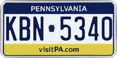 PA license plate KBN5340