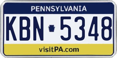 PA license plate KBN5348