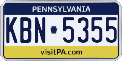 PA license plate KBN5355