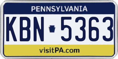 PA license plate KBN5363