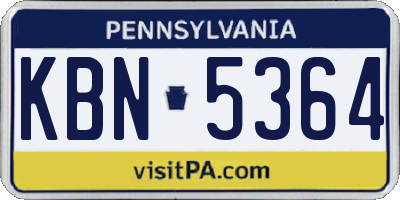 PA license plate KBN5364