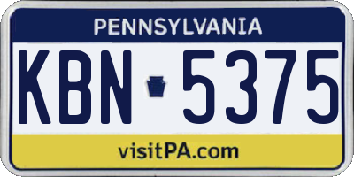 PA license plate KBN5375